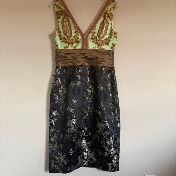 Women's Phoebe Couture Silk Mixed Print Sheath Dress Size 10 Floral - Picture 7 of 13